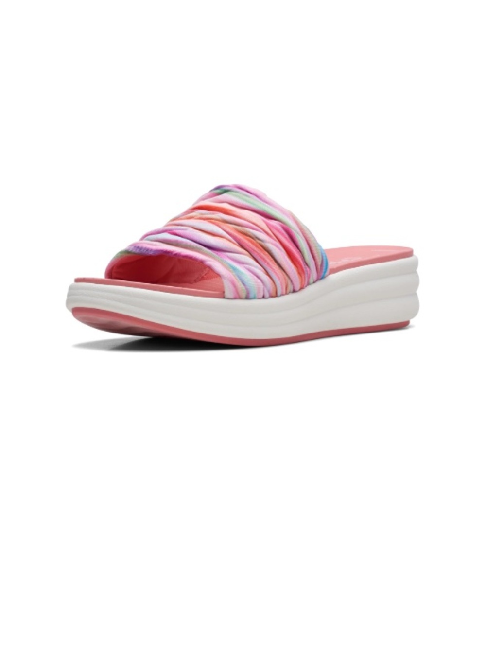 Clarks Pink Slide Mules with Multicolor Twisted Strap
